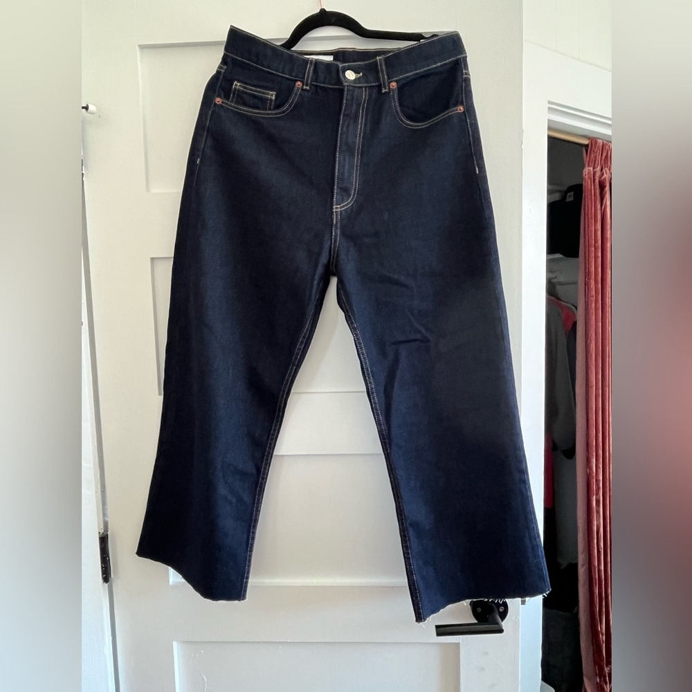 Zara Blue wide leg Jeans High-Rise Rigid Denim